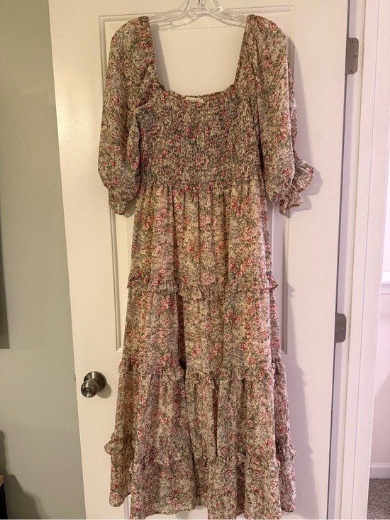 Roolee Dresses & Skirts - NWOT Roolee Floral Smocked dress and tiered ruffles in Green, Pink, Cream
